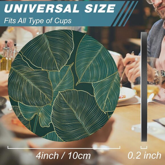 Coasters for Drinks, Set of 6 Cute Absorbent Rubber Drink Coasters for Cup with - Picture 3 of 7